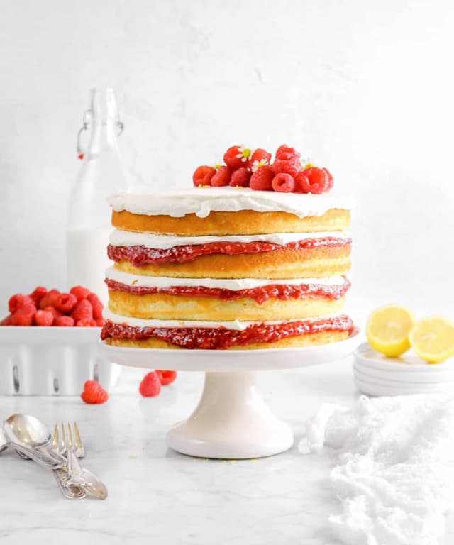 Lemon And Raspberry Jam Naked Layer Cake With Chantilly Cream Punchfork