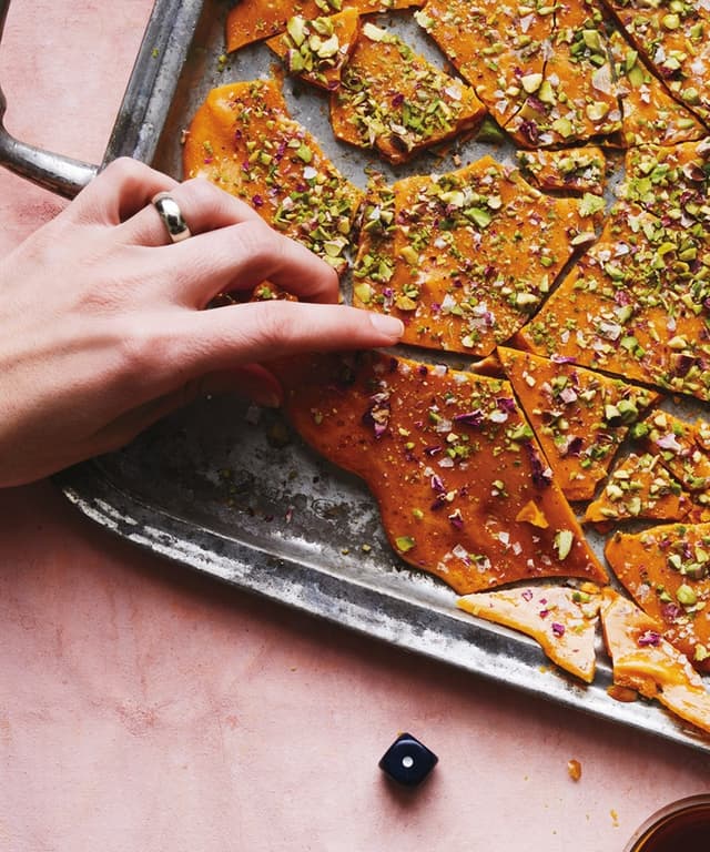 Saffronrose Water Brittle with Pistachios and Almonds Punchfork
