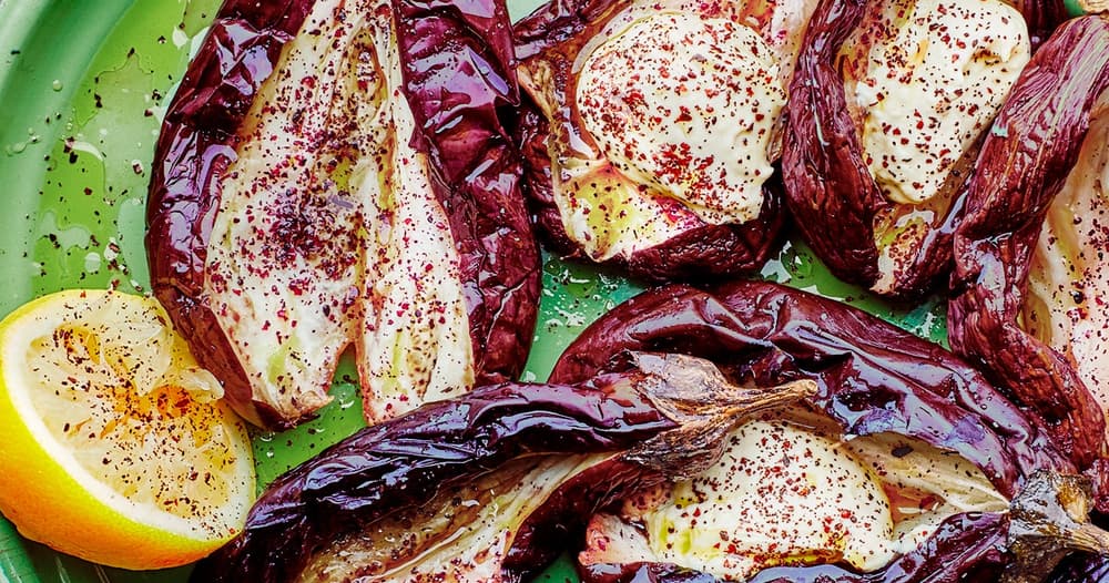Grilled Eggplant with Garlicky TahiniYogurt Sauce Punchfork