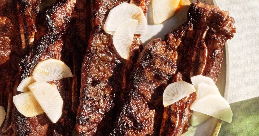 Grilled Chile-Lemongrass Short Ribs with Pickled Daikon | Punchfork