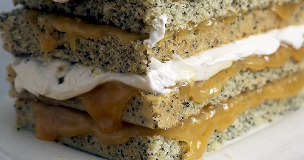 Lemon Poppy Seed Layer Cake with Whipped Yogurt Buttercream Punchfork