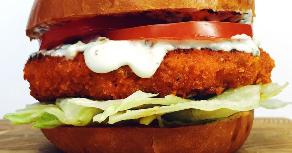 Buffalo Chicken Burger with Blue Cheese Ranch Punchfork