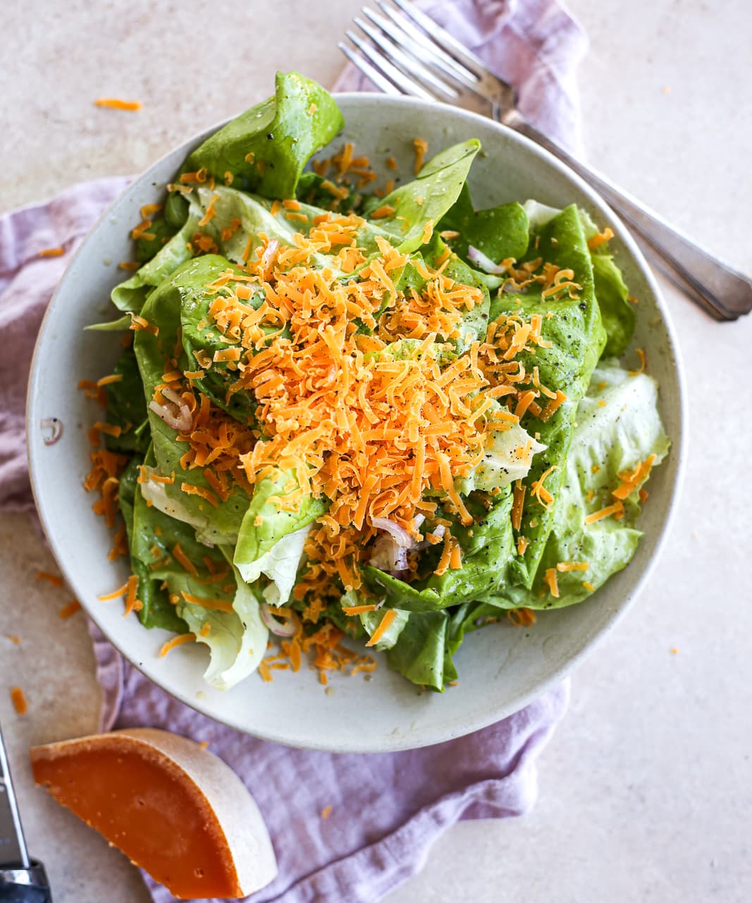 Bibb Salad with Black Truffle Vinaigrette + Mimolette Punchfork