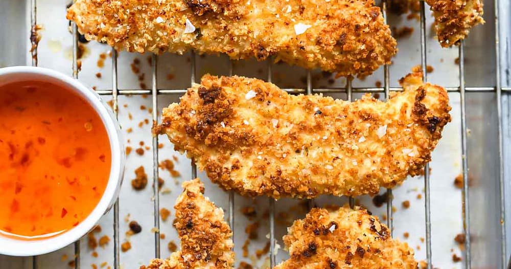 Crispy Parmesan Buttermilk Chicken Tenders (Baked and Air Fryer