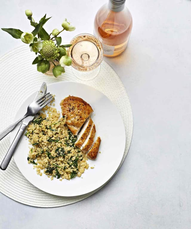 SaltandPepper Chicken with Cheesy Spinach Quinoa Punchfork