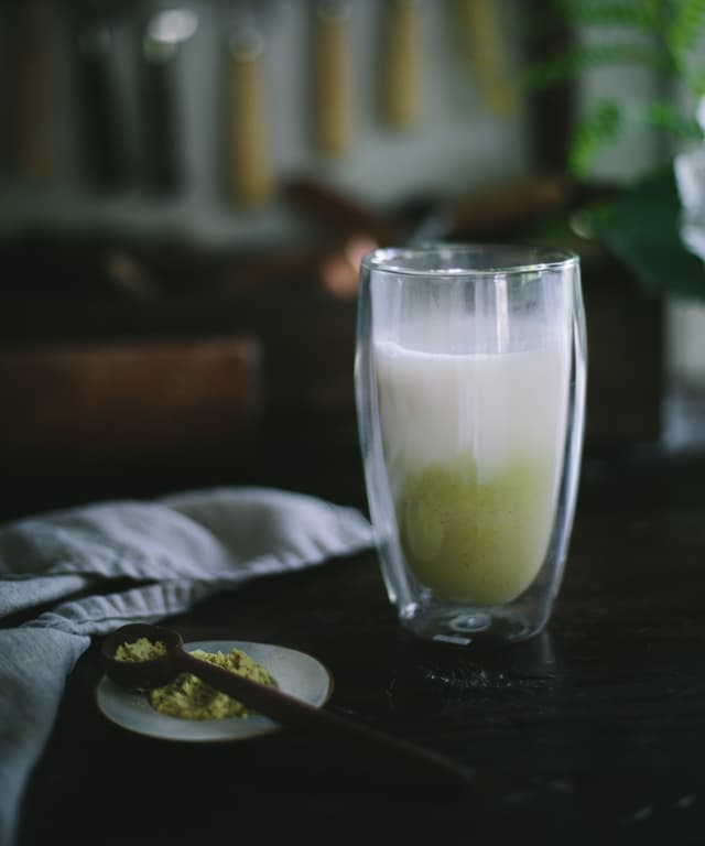 Matcha Green Tea Latte with Coconut and Honey Punchfork