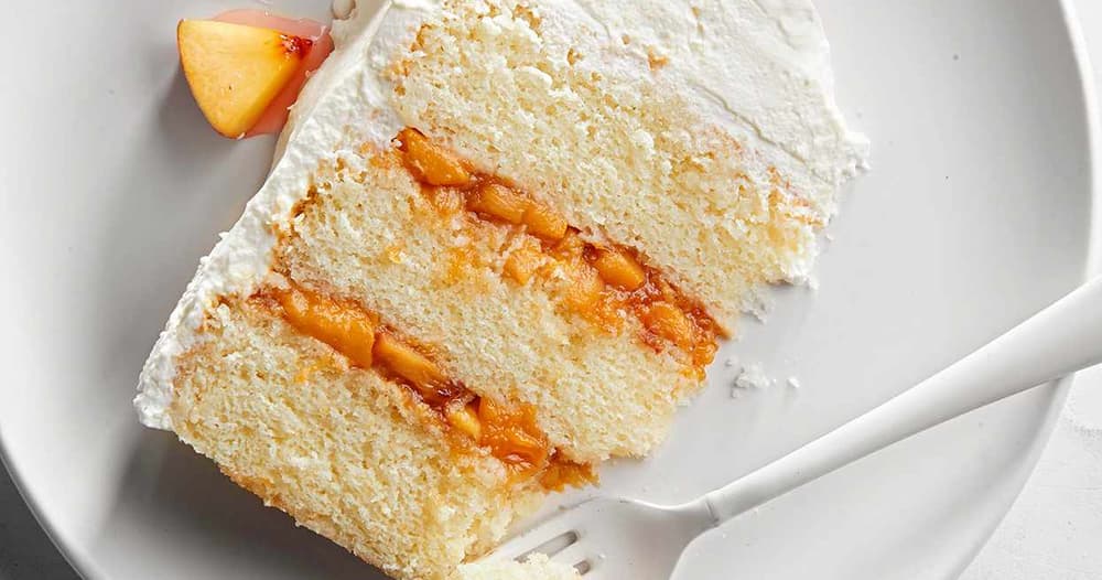 Peaches & Cream Prosecco Cake | Punchfork