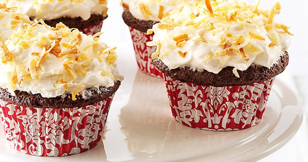 Chocolate Angel Cupcakes with Coconut Cream Frosting Punchfork
