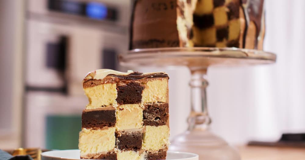 Checkerboard Brownie Cheesecake Punchfork