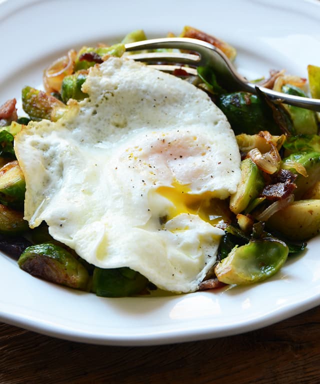 Brussels Sprout and Bacon Hash with Fried Egg (Paleo) Punchfork