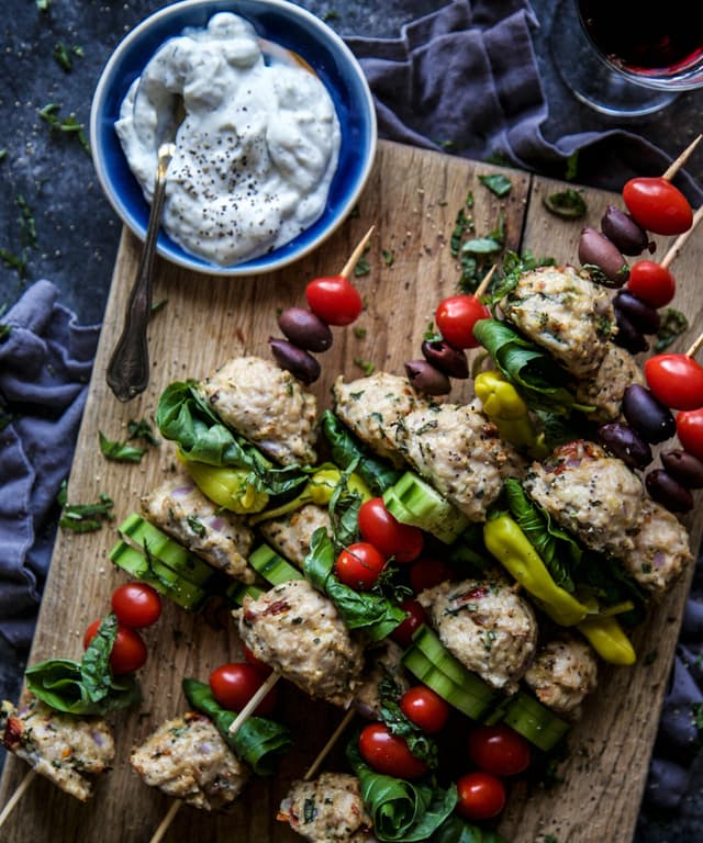 Mediterranean Chicken Meatball Skewers Punchfork