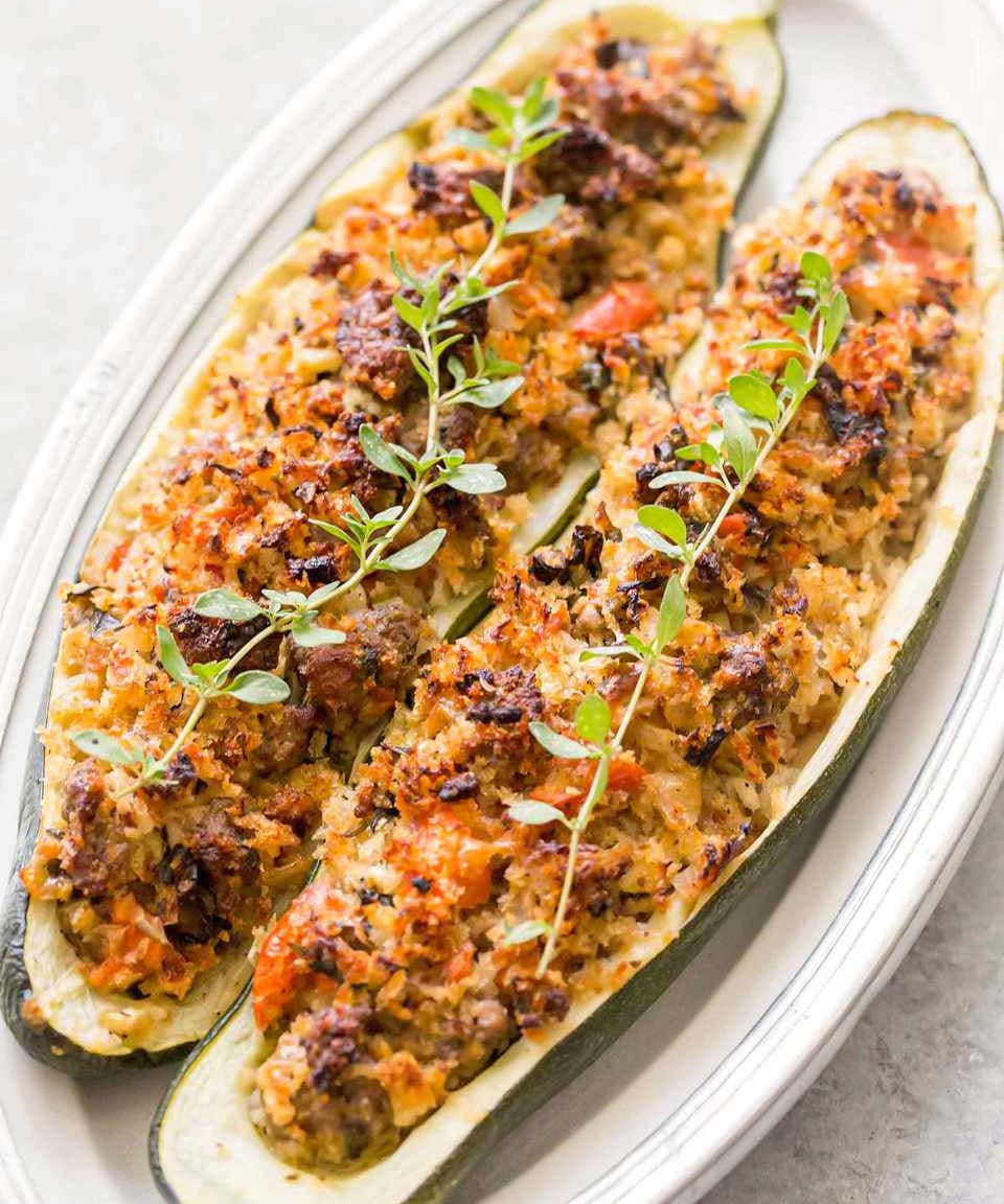 Giant Sausage Stuffed Zucchini Punchfork