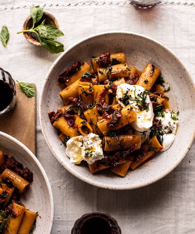 Quick Pantry Pasta with SunDried Tomatoes and Burrata Punchfork