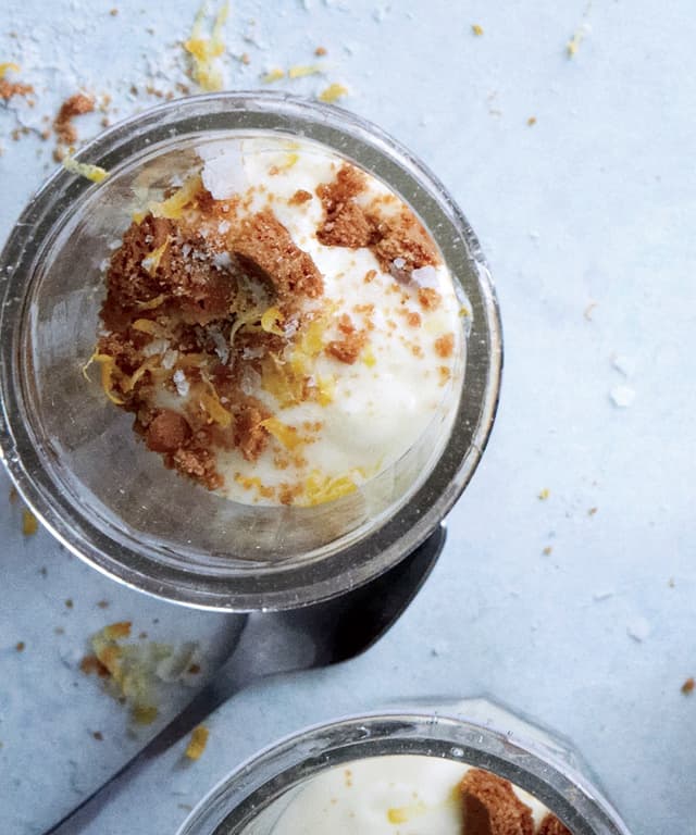 Meyer Lemon Cream Puddings with Graham Crackers and Sea Salt Punchfork