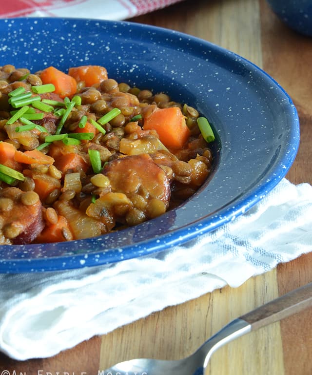 One Skillet Sausage, Lentil, and Veggie Supper Punchfork