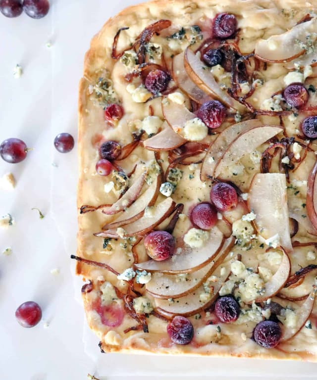 Pear, Grape and Blue Cheese Focaccia Bread Punchfork