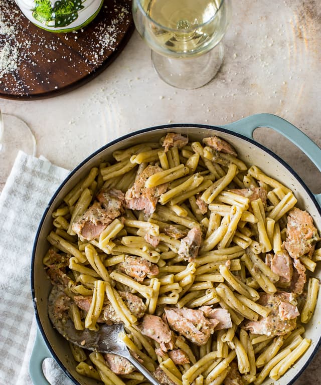 Creamy Lemon Garlic Pasta with Salmon Punchfork