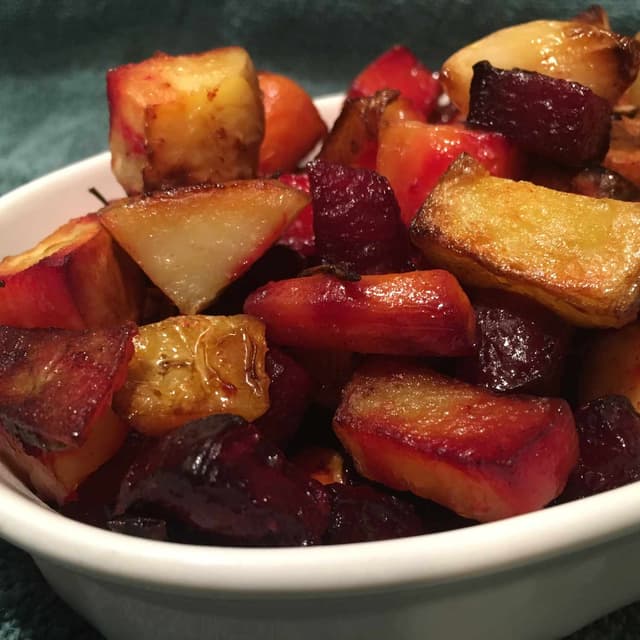 Root Vegetables with Balsamic Glaze Punchfork