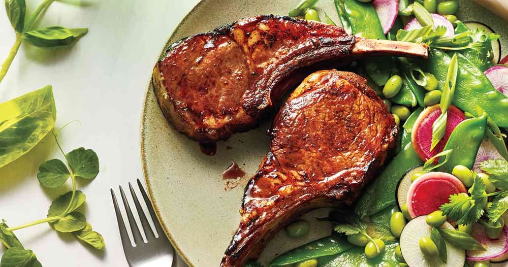 FiveSpice Lamb Chops with Snow Pea Salad Punchfork