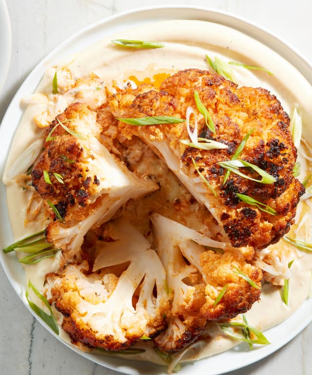 Grilled Whole Cauliflower with Miso Mayo Punchfork