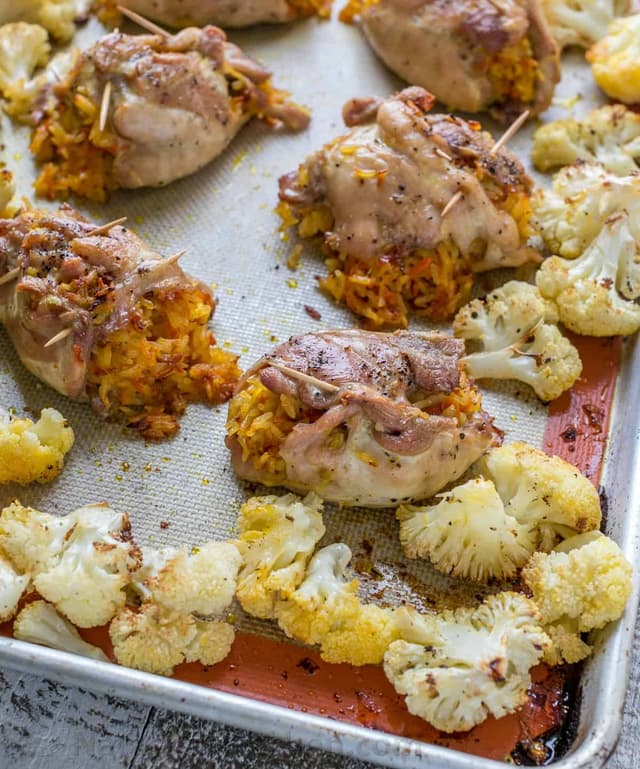 Stuffed Chicken Thighs and Cauliflower (OnePan Meal) Punchfork