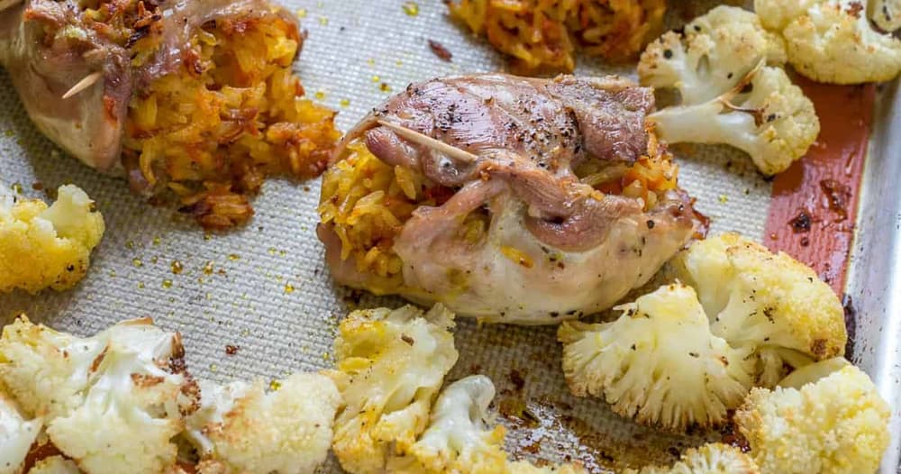 Stuffed Chicken Thighs and Cauliflower (OnePan Meal) Punchfork