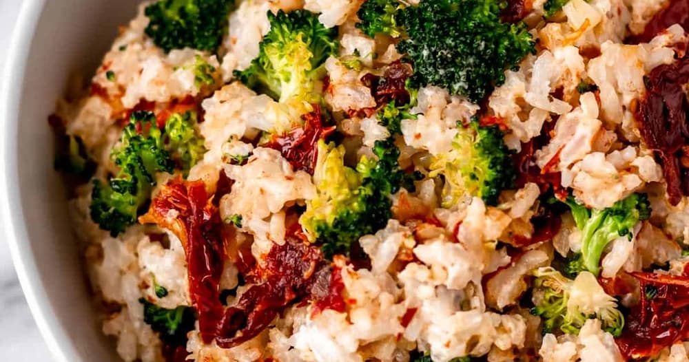 Cream Cheese Rice with Broccoli and SunDried Tomatoes Punchfork