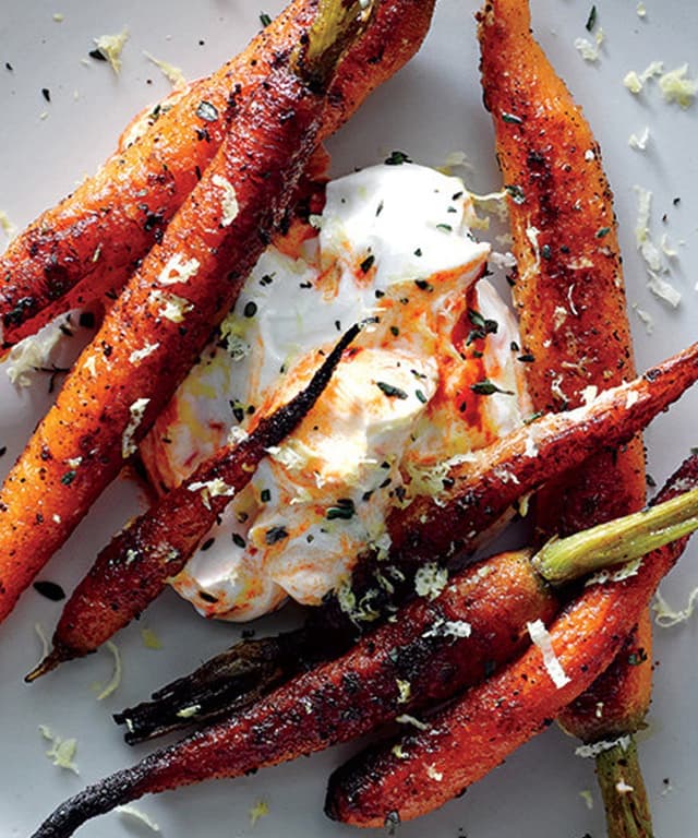SpiceCrusted Carrots with Harissa Yogurt Punchfork