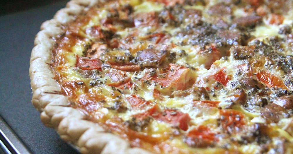 Sausage, Tomato and Mozzarella Quiche Punchfork