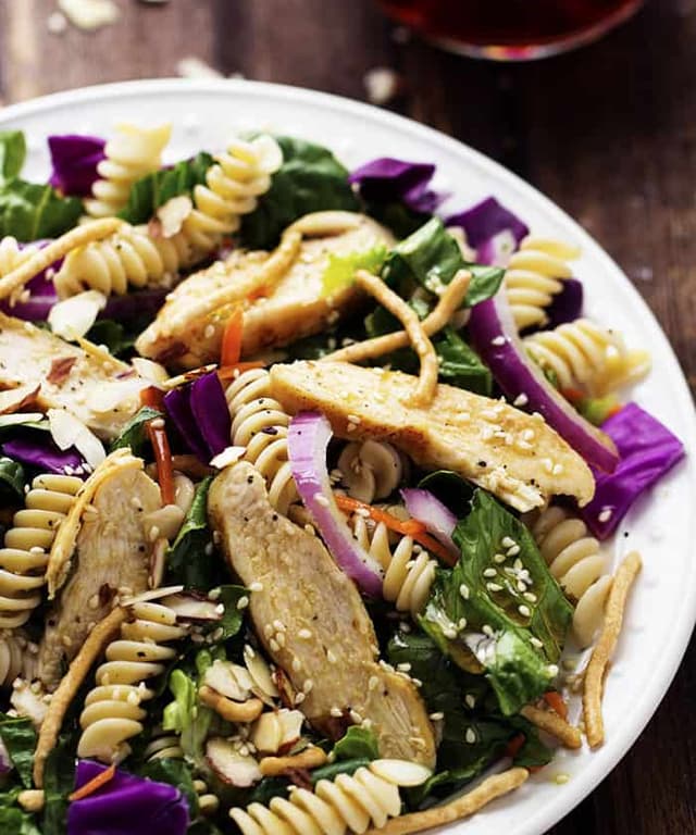 Chinese Chicken Pasta Salad with Sesame Dressing Punchfork
