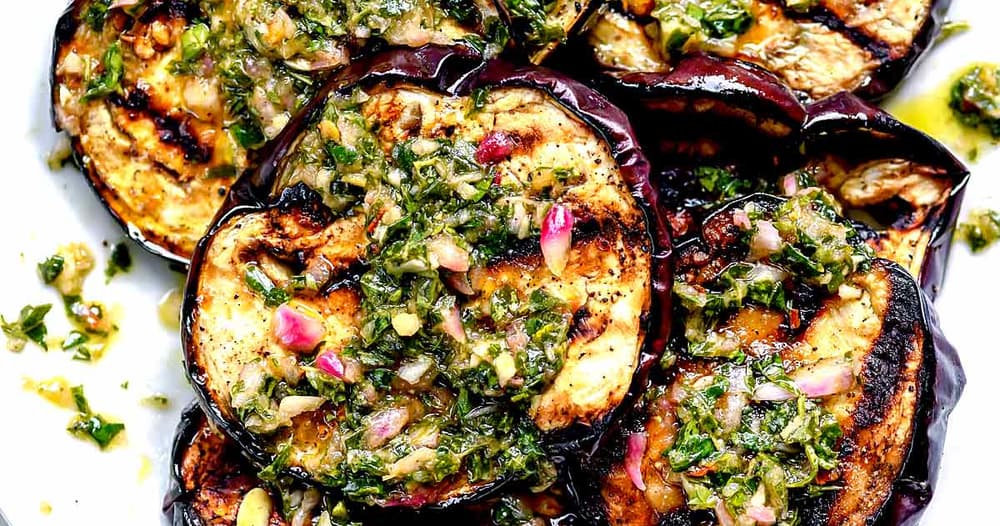 The Best Grilled Eggplant with Chimichurri Sauce Punchfork