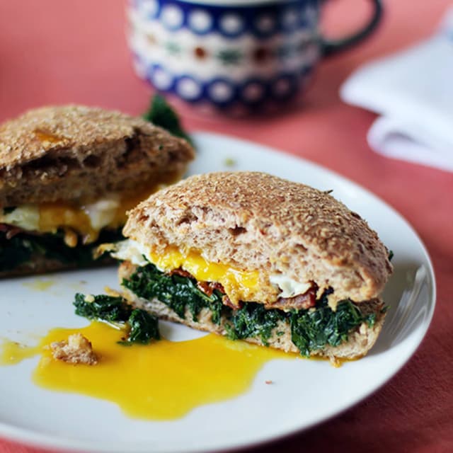 Kale, Bacon & Egg WholeWheat Breakfast Sandwich Punchfork