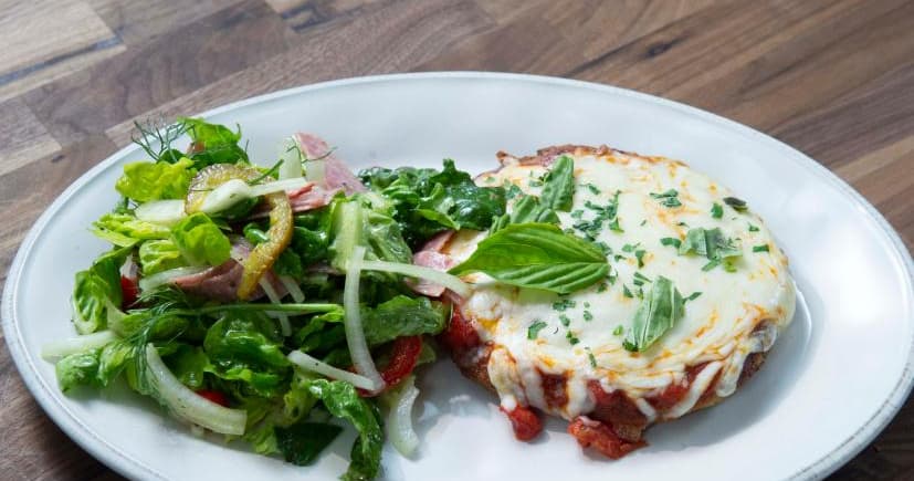 Chicken Patty Parm with Salami Salad | Punchfork