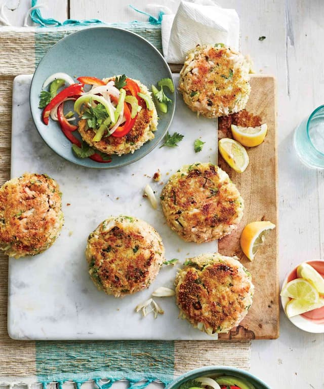 BestEver Crab Cakes with Green Tomato Slaw Punchfork