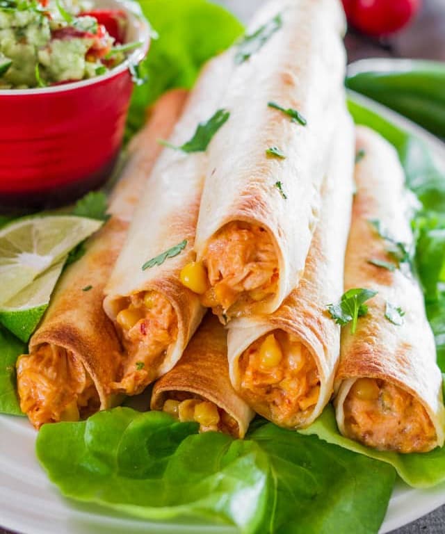 Baked Creamy Cheesy Chicken Flautas Punchfork