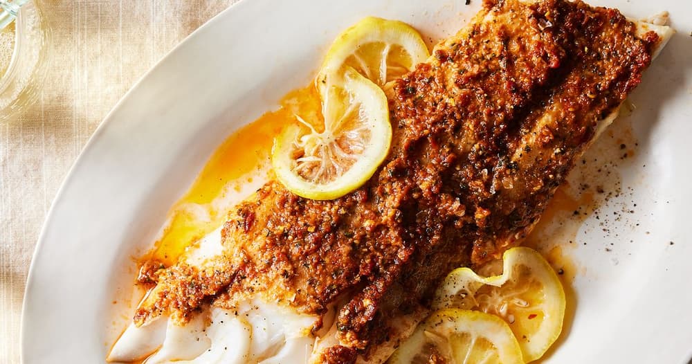 Baked Cod with Sun-Dried Tomato Pesto | Punchfork