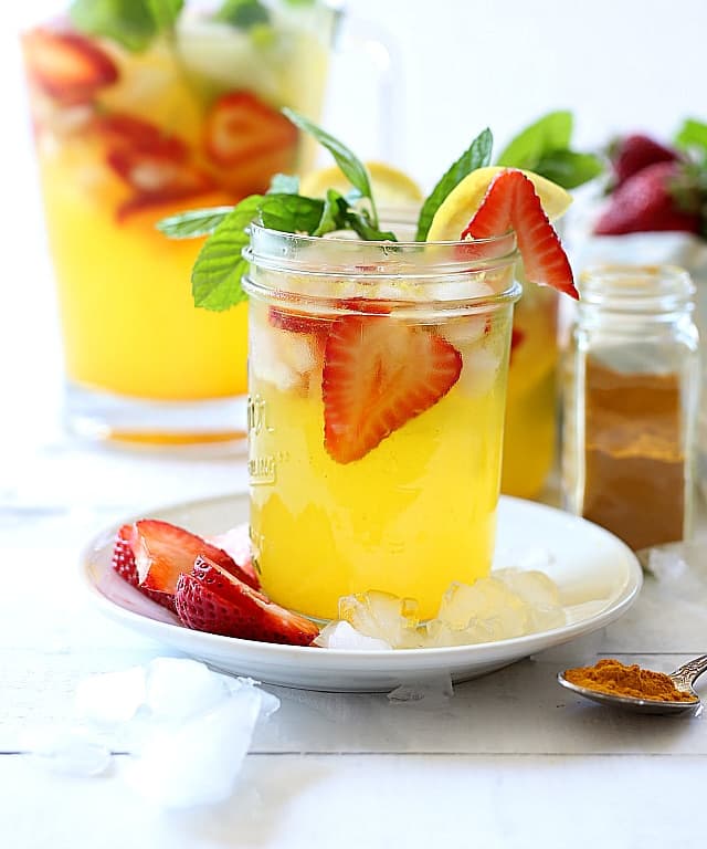 Turmeric Lemonade with Fresh Strawberries Punchfork
