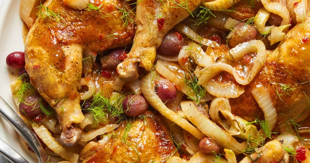 Braised Chicken Legs with Grapes and Fennel Punchfork