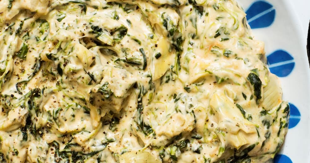 Classic SpinachArtichoke Dip with Mozzarella and Parmesan Punchfork