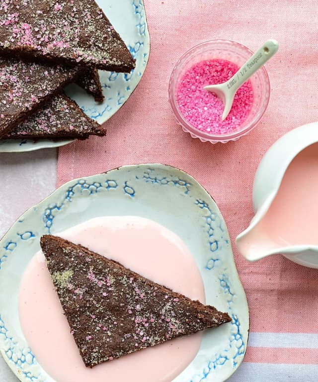 School Days Chocolate Concrete with Pink Custard Punchfork