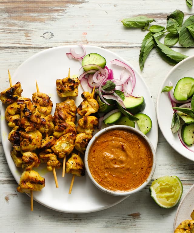 Turmeric Chicken Skewers with Peanut Sauce Punchfork