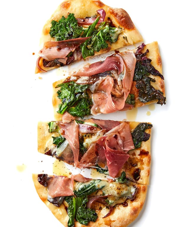 Flatbread with Balsamic Greens and Prosciutto Punchfork