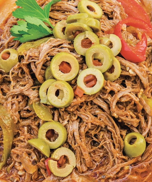 Pressure Cooker Ropa Vieja (Pulled Flank Steak in Red Wine Sauce