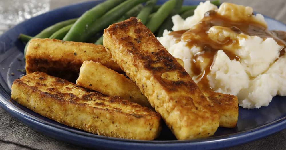 Breaded, Fried, Softly Spiced Tofu Punchfork