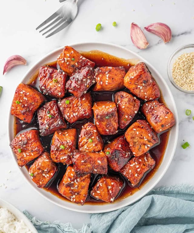 Honey Garlic Salmon Bites Punchfork
