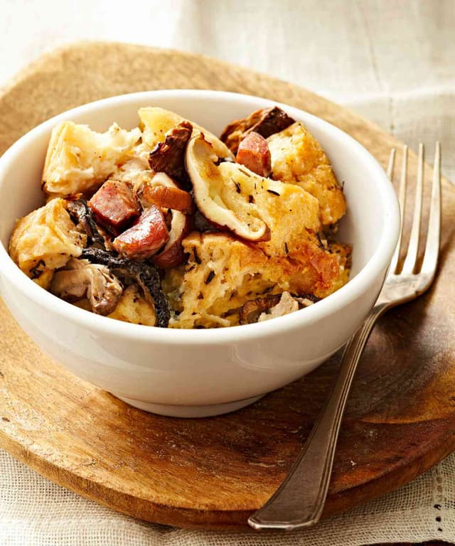 Slow Cooker Wild Mushroom and Blue Cheese Bread Pudding Punchfork