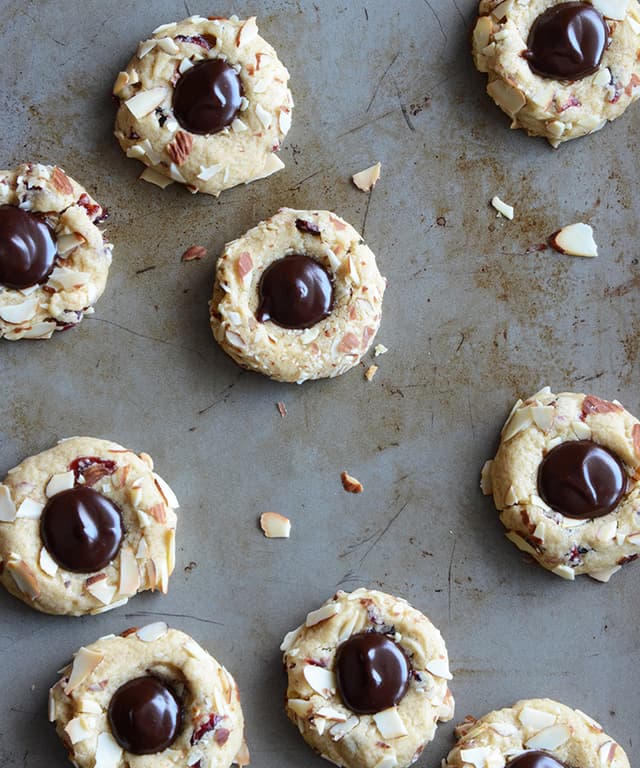 CranberryChocolateAlmond Thumbprint Cookies Punchfork