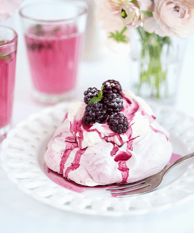 Blackberry Meringues with Rum Chantilly Cream Punchfork