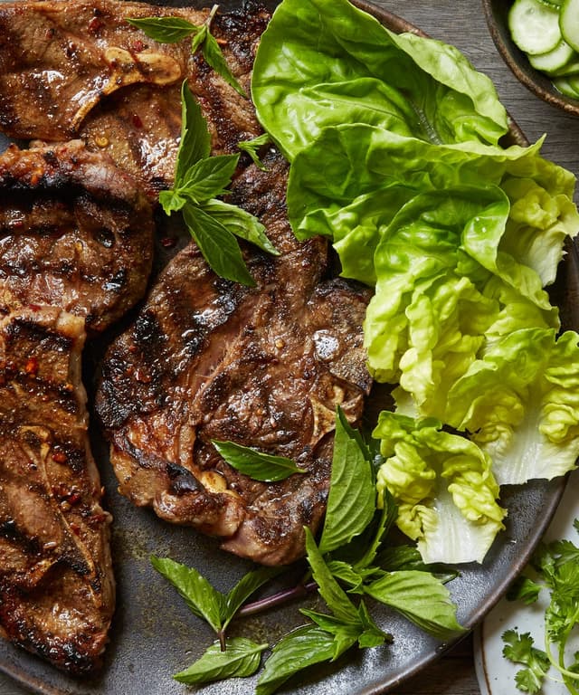 Grilled Sichuan Cumin Lamb Chops with Quick Pickled Cucumbers Punchfork