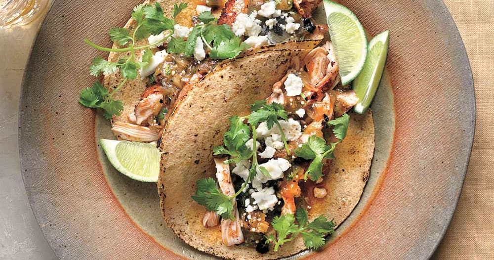 Blistered Tomatillo Salsa and Roasted Chicken Thighs Tacos Punchfork